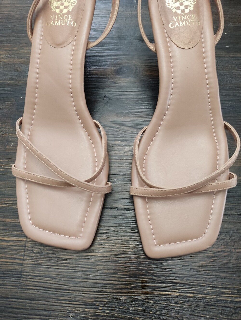 Vince Camuto Nude Beige Strappy Slingback Heels Size 9M - Picture 3 of 8